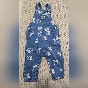 H&M Blue Denim Overalls with Cartoon Design